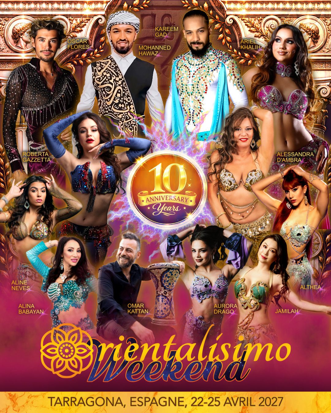 Affiche du festival avec les professeurs Kareem Gad, Ryan Guo Chao, Julia Yakovyuk, Yassir Jamal, Muneerah, Dariya Babak, Alina Babayan